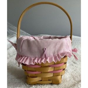 Peterboro Pretty in Pink Small Basket with Fabric Liner Breast Cancer Awareness